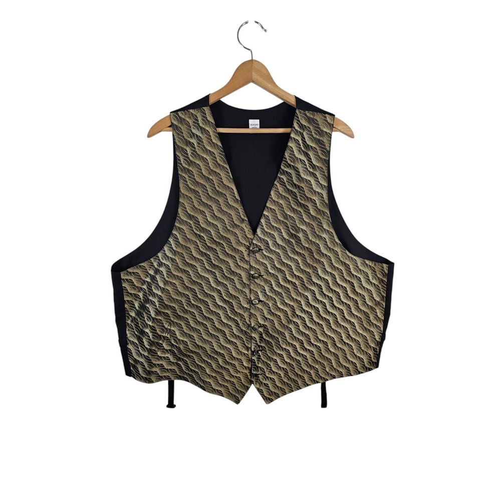 Vintage Desmond's Lacrosse WI Vest Black‎ & Gold Button Up Size 2XL Y2K 90s